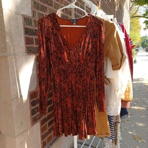 Long Sleeve Snake Print Mini Dress